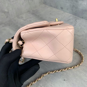 Mini Rectangle Lambskin Pink GHW