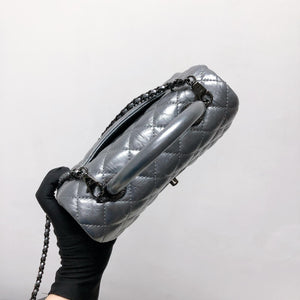 Quilted Mini Coco Handle Flap Silver