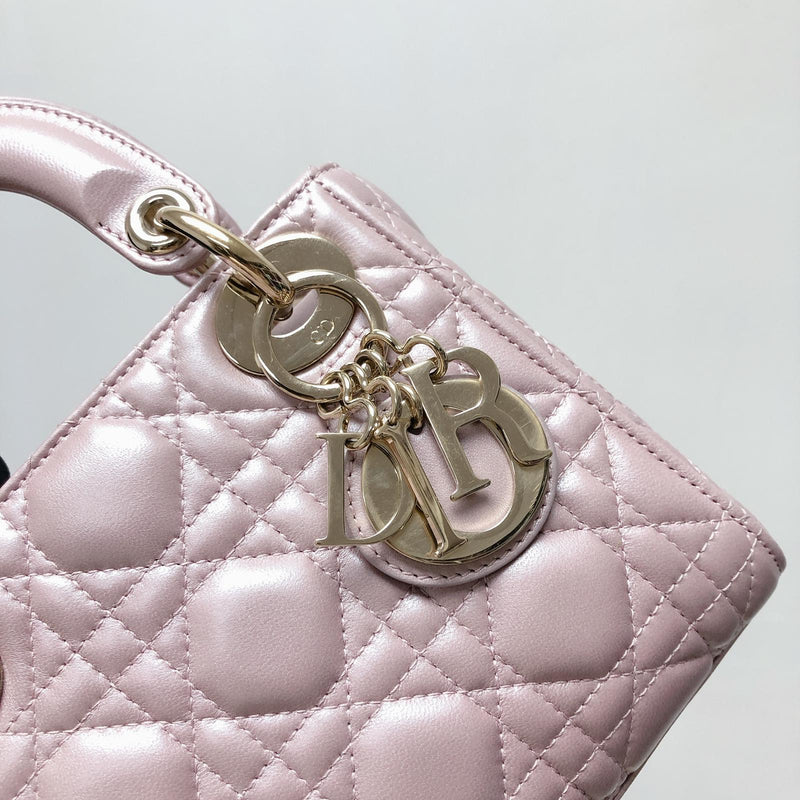 Mini Lady Dior Bag In Baby Pearly Pink with Champaign Hardware