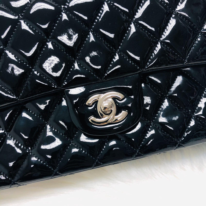 Classic Double Flap Patent Leather M/L SHW Black
