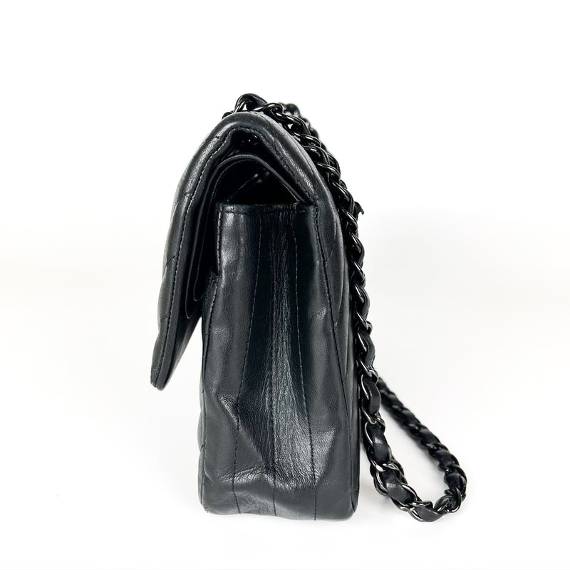 Medium Classic Double Flap So Black Chevron Bag
