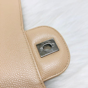 Single Flap Jumbo in Beige Caviar Leather with SHW