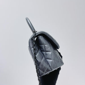 Quilted Mini Coco Handle Flap Silver RHW