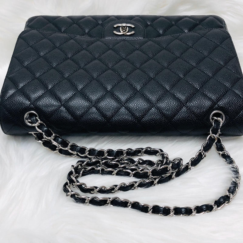 Classic Single Flap Maxi in Black Caviar Leather with SHW