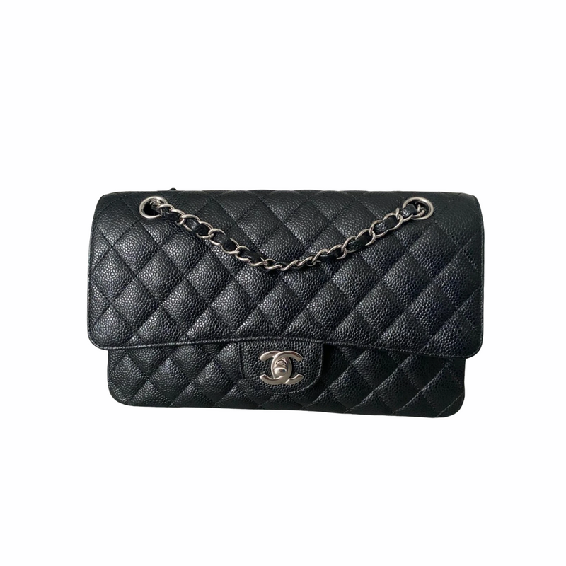 Classic Double Flap Caviar M/L in Black SHW