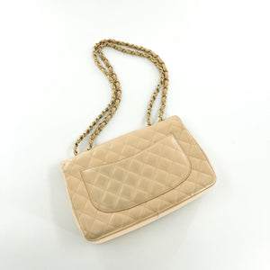Vintage Jumbo Flap Bag in Beige Caviar Leather