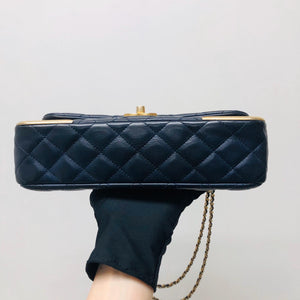 Studded Rock the Corners Flap Bag in Dark Blue