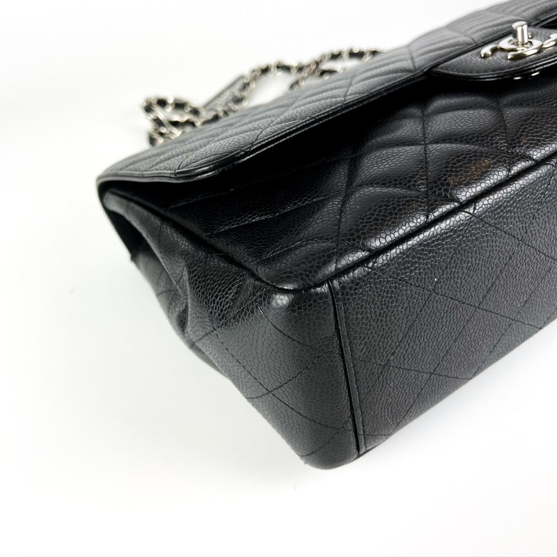 Maxi Single Flap Caviar Leather in Black SHW