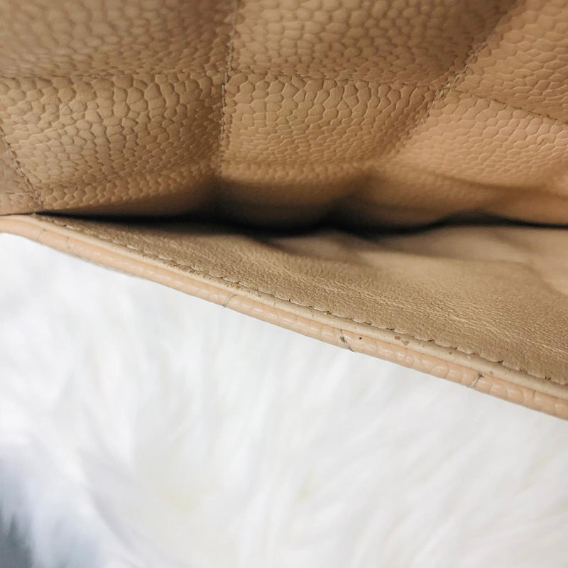 Single Flap Jumbo in Beige Caviar with SHW