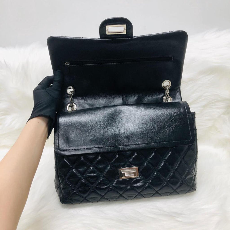 Reissue 227 Aged Calfskin Leather Black Silver Hardware