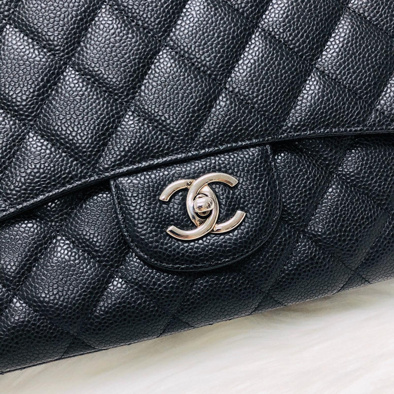 Classic Single Flap Maxi in Black Caviar Leather with SHW