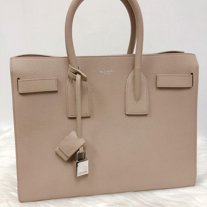 Yves Saint Laurent Classic Small Sac De Jour in Beige Grained Leather