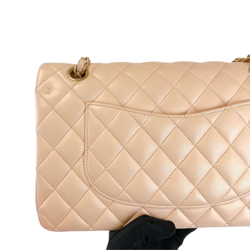 Classic Flap Medium Lambskin Beige GHW