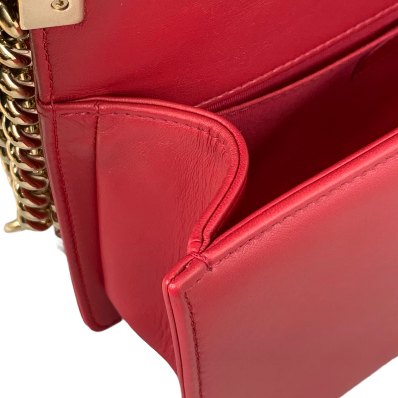 Old Medium Boy Chevron Calfskin Red GHW