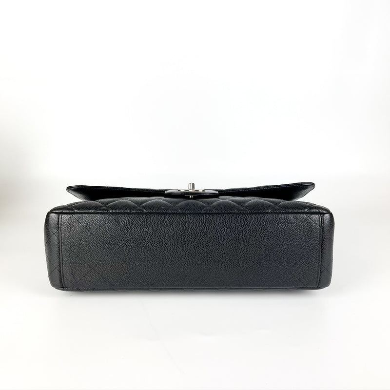 Maxi Single Flap Caviar Leather in Black SHW