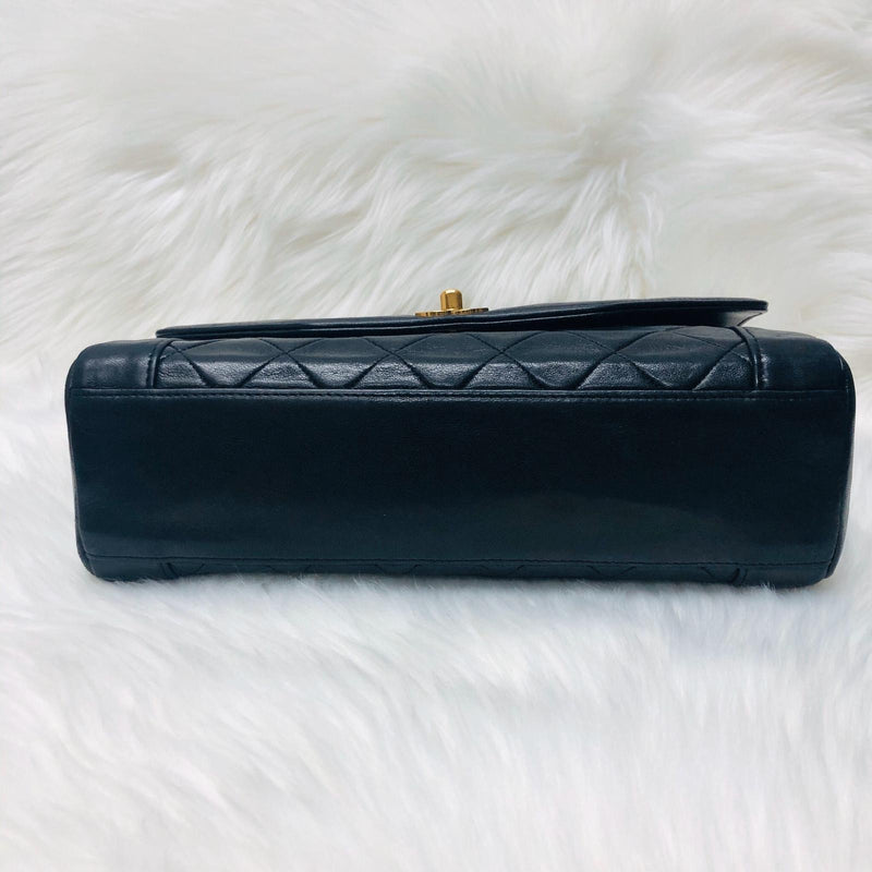Classic Medium Diana Flap in Black Lambskin GHW