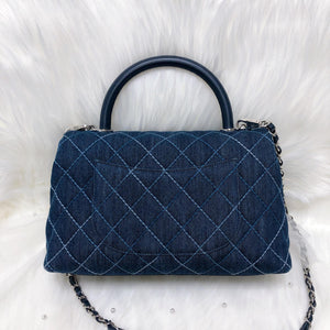 Blue Denim Quilted Medium Coco Handle Flap