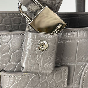 Small Sac De Jour in Crocodile-Embossed Leather Grey