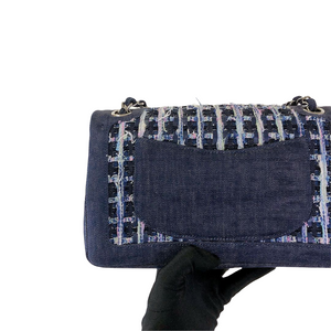 Tweed/Denim Medium Classic Flap Blue