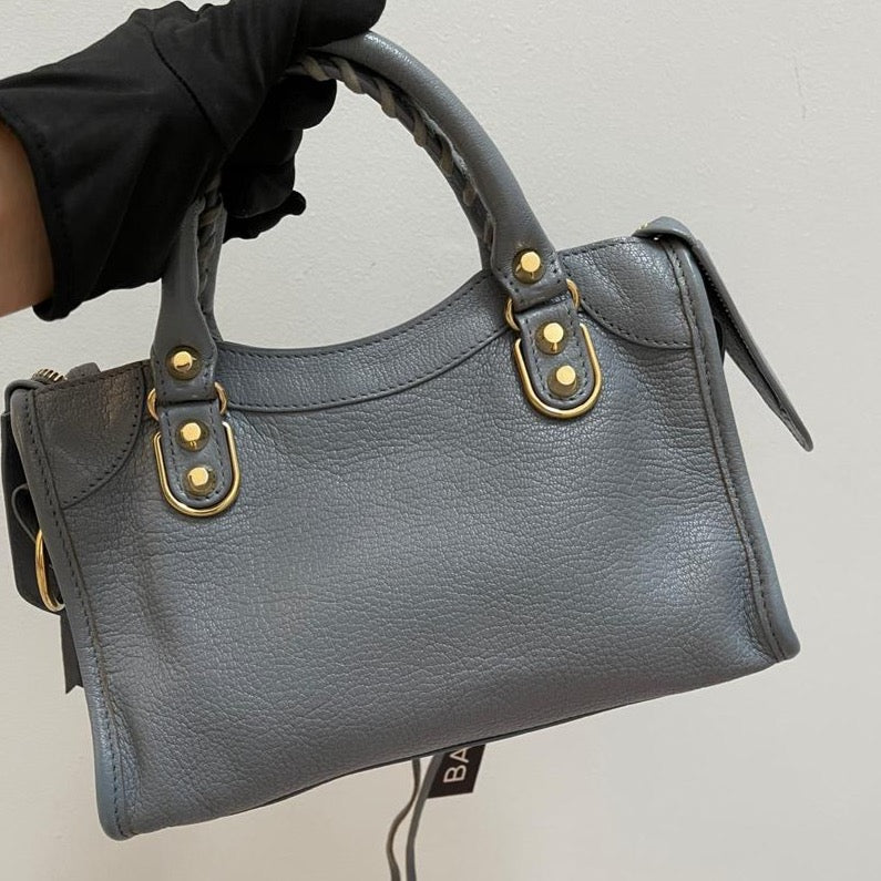 Mus Blossom kasket Balenciaga Classic Mini City Metallic Edge Bag Grey – Bag Religion