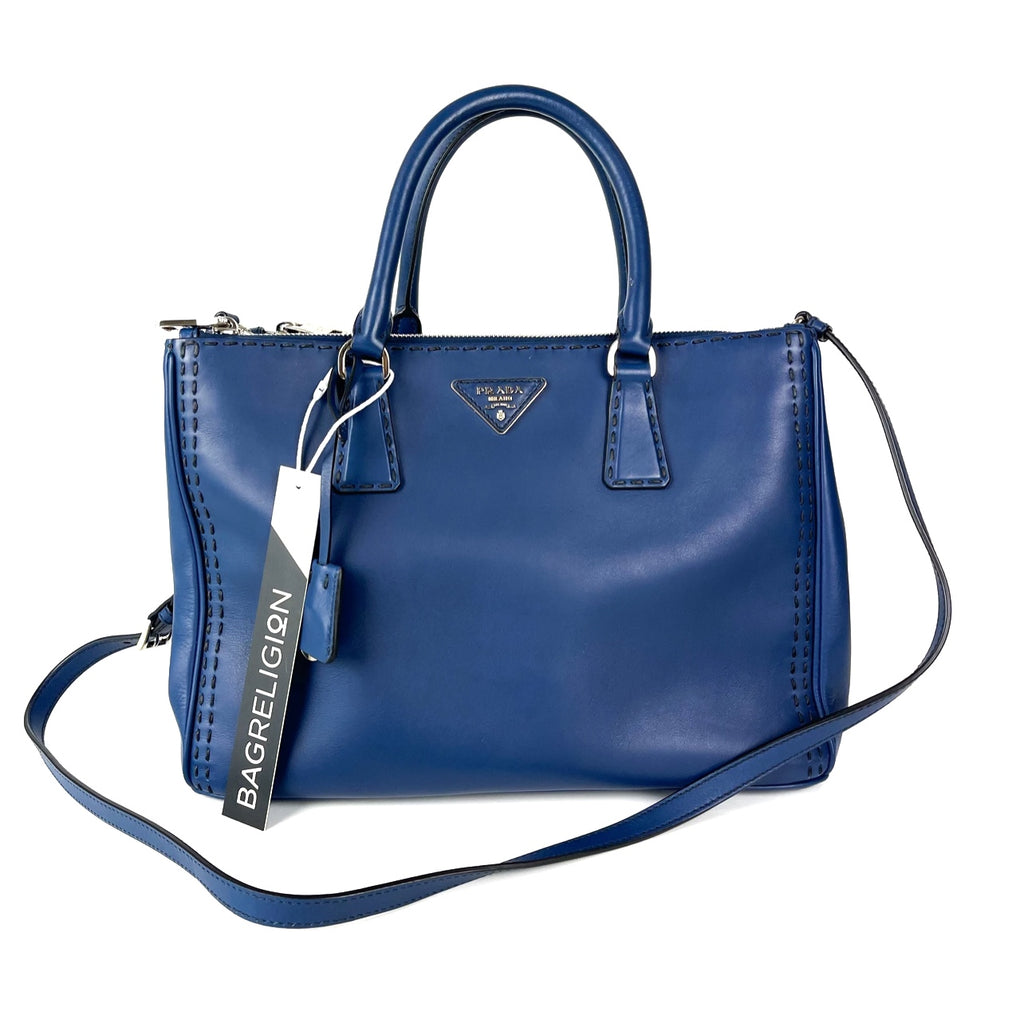 Bluette City Calfskin Stitched Leather Medium Double Zip