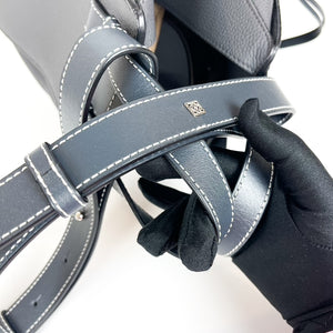Grained Calfskin Small Hammock Shoulder Bag Grey