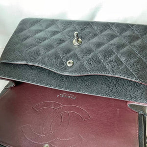 Classic Double Flap Jumbo Caviar Black SHW