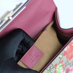 Small GG Supreme Monogram Blooms Padlock Shoulder Bag in  Antique Rose