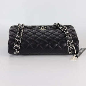 Jumbo Double Flap in Black Lambskin with SHW