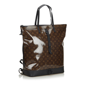 Brown Dark Coated Canvas Fabric Monogram Glaze Backpack