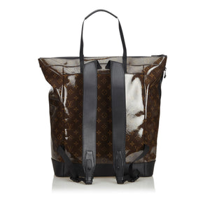 Brown Dark Coated Canvas Fabric Monogram Glaze Backpack
