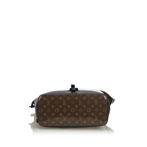 Brown Dark Coated Canvas Fabric Monogram Glaze Backpack