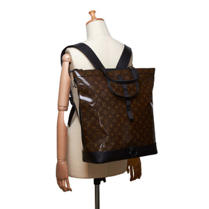 Brown Dark Coated Canvas Fabric Monogram Glaze Backpack