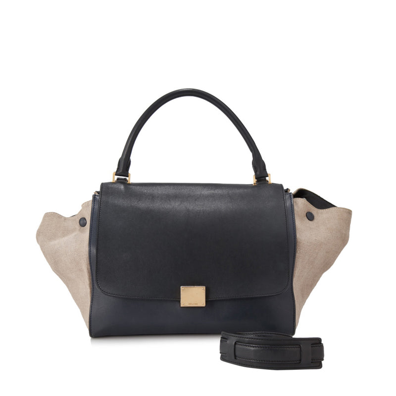 Suede Trapeze Satchel Black