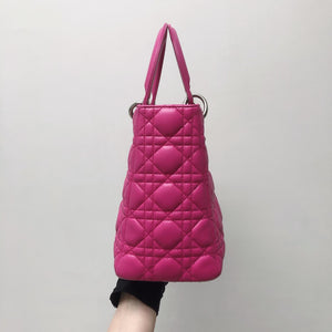 Cannage Lambskin Lady Dior Medium Bag in Magenta Pink