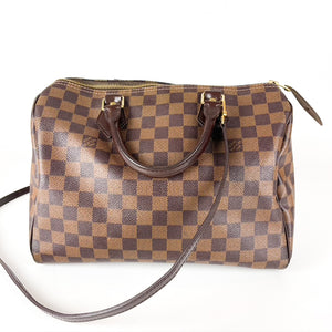 Damier Ebene Speedy 30 Canvas Bag with Strap