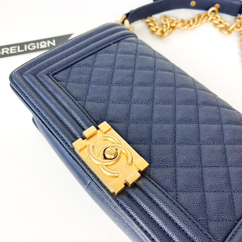 Navy Blue Old Medium Caviar Le Boy with GHW