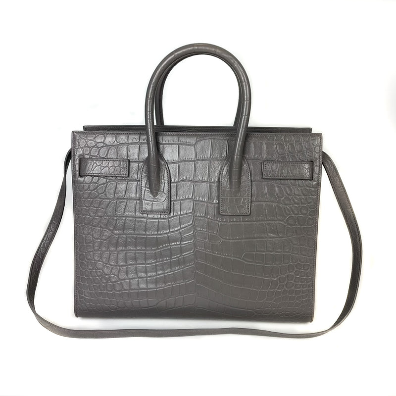 Small Sac De Jour in Crocodile-Embossed Leather Grey