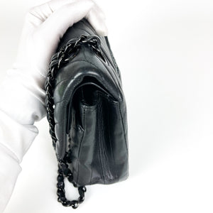 Medium Classic Double Flap So Black Chevron Bag