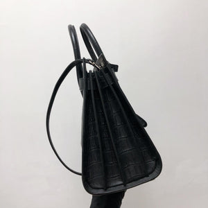 Small Sac De Jour in Crocodile-Embossed Leather Black