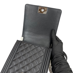 Vertical North South Boy Flap Bag in Black SHW