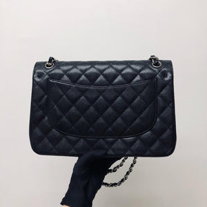 Classic Double Flap Jumbo Bag in Black Caviar with SHW