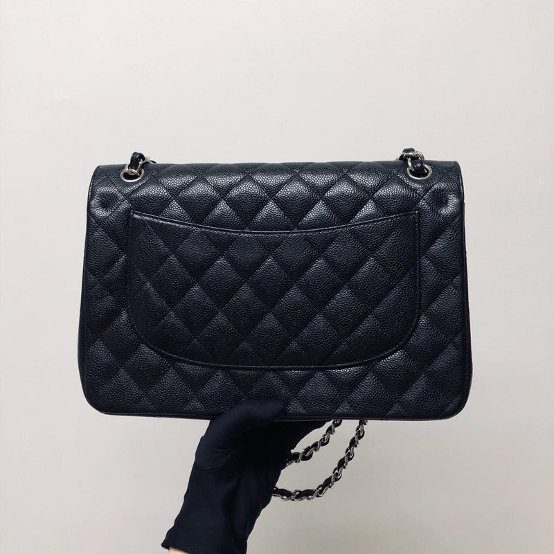 Classic Double Flap Jumbo Bag in Black Caviar with SHW