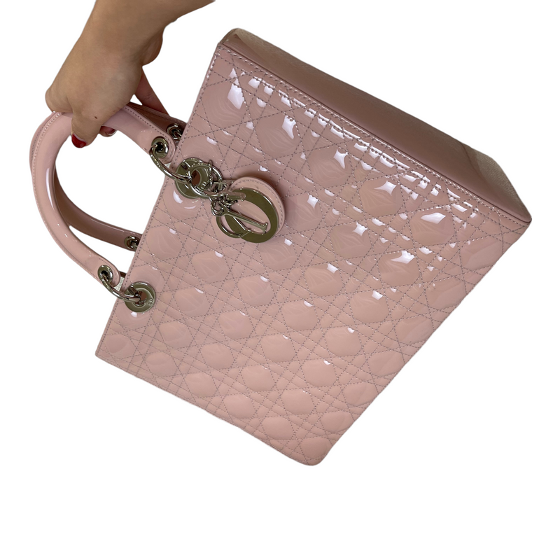 Lady Dior Large Patent Pink SHW