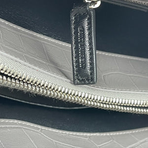 Small Sac De Jour in Crocodile-Embossed Leather Grey