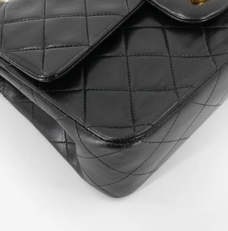 Vintage Classic Small Double Flap Bag in Black