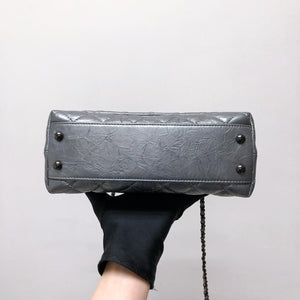 Quilted Mini Coco Handle Flap Silver