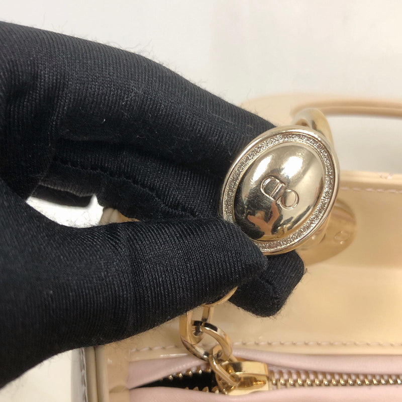 Lady Dior Patent Cannage Medium Bag in Beige