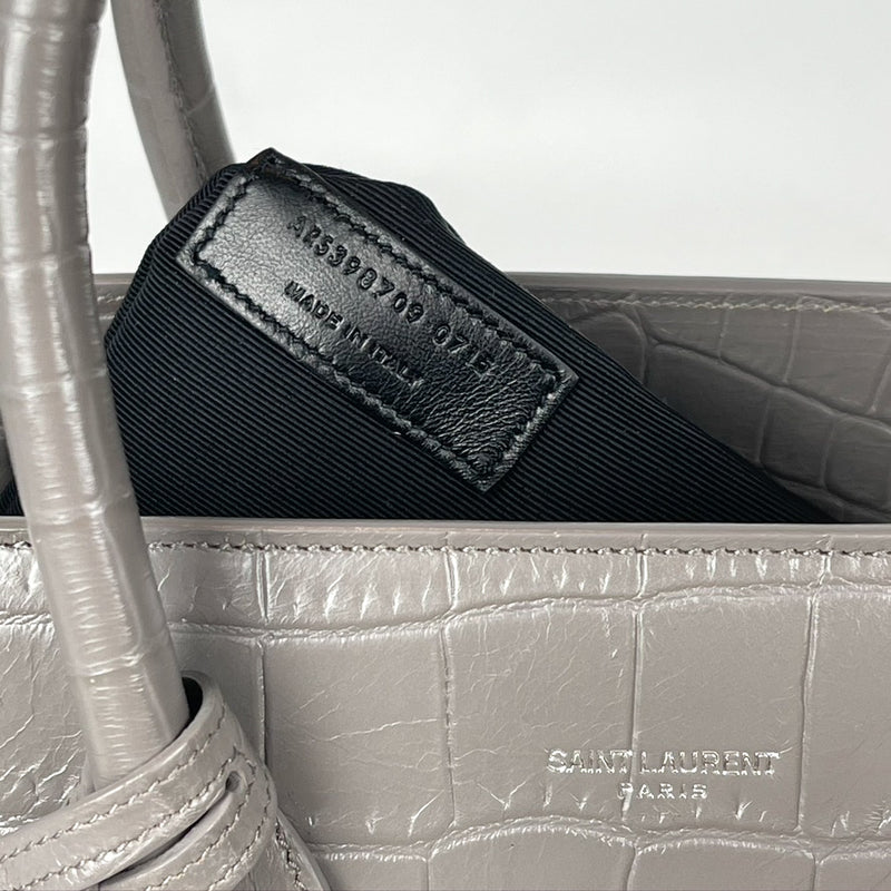 Small Sac De Jour in Crocodile-Embossed Leather Grey