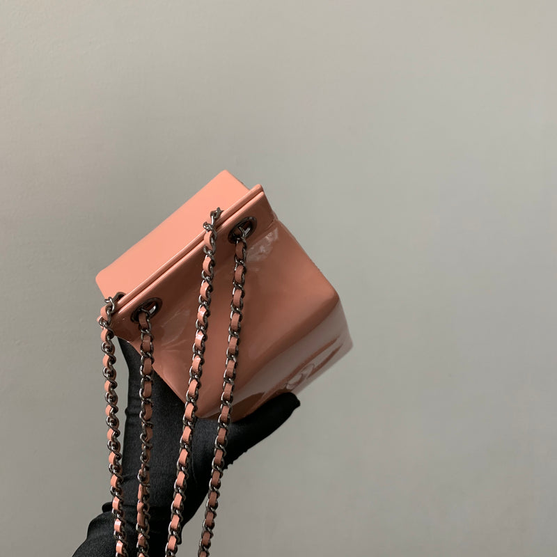 Rare CC Milk Carton Patent Chain Crossbody Bag in Pink